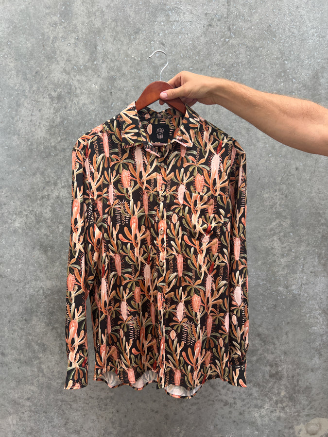 Sample Sale - Long Sleeve Shirt Grass Tree Black Size M
