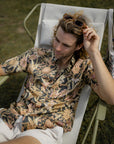 Relaxed fit Byron Banksia shirt showcasing detailed prints of native Australian plants and flowers, ideal for stylish, eco-conscious consumers