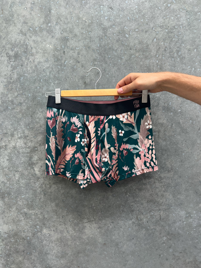Sample Sale - Mens Boxer Briefs Teal Blooms Size S